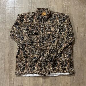 Vintage Feather Flage Ducks In A Row Camouflage Long Sleeve Button Up Size XL